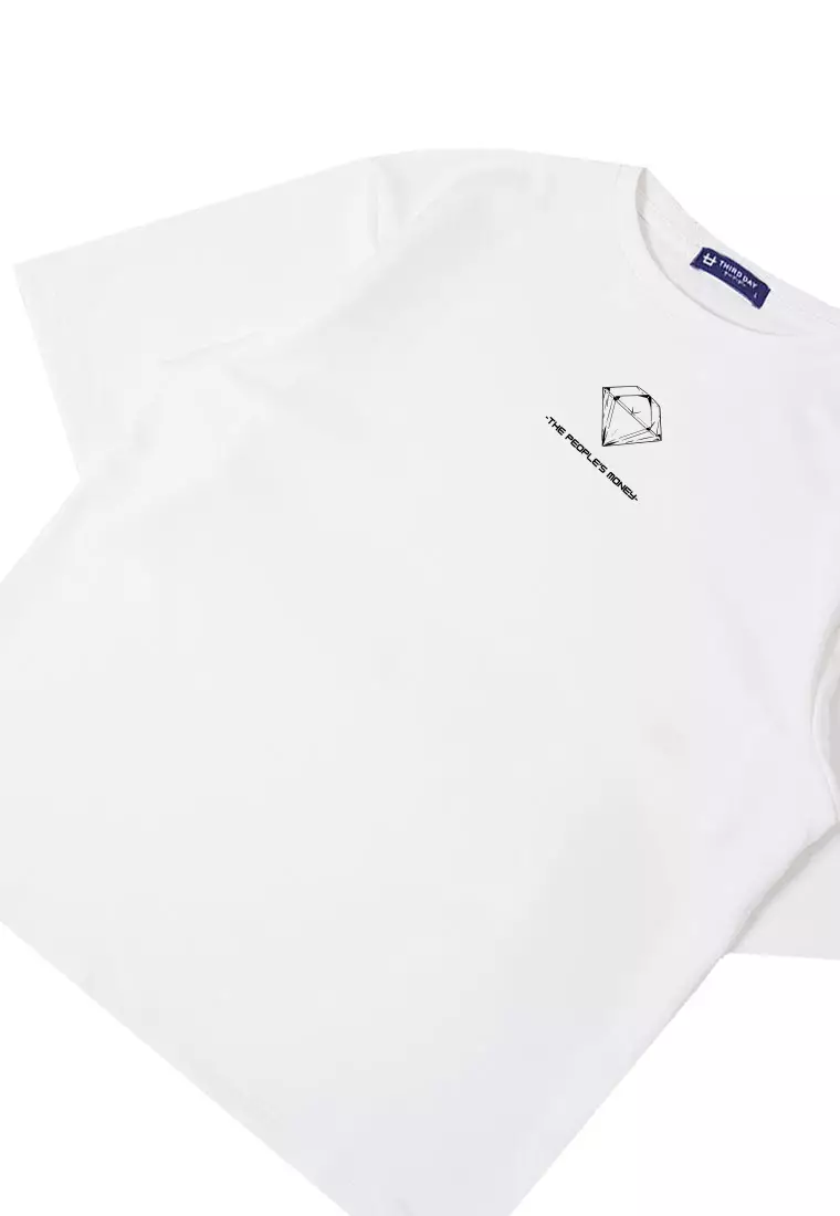 MTS52 Kaos Oversize Bahan Tebal Scuba "Black Diamond" Putih