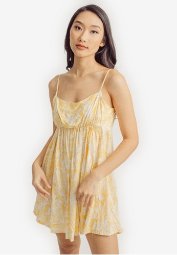 Love, Ara yellow Jenina Yellow Multi Print Square Neck Sleeveless A-Line Mini Dress 0A588AA3B43DD8GS_1
