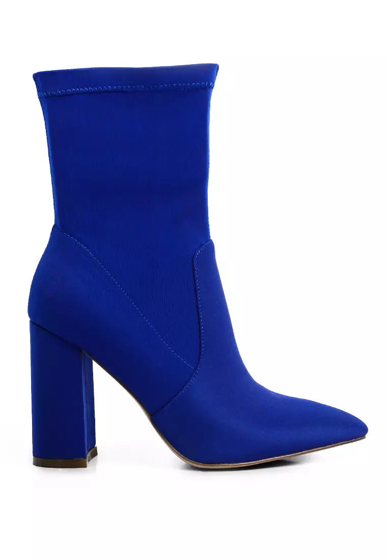 Blue heeled ankle outlet boots