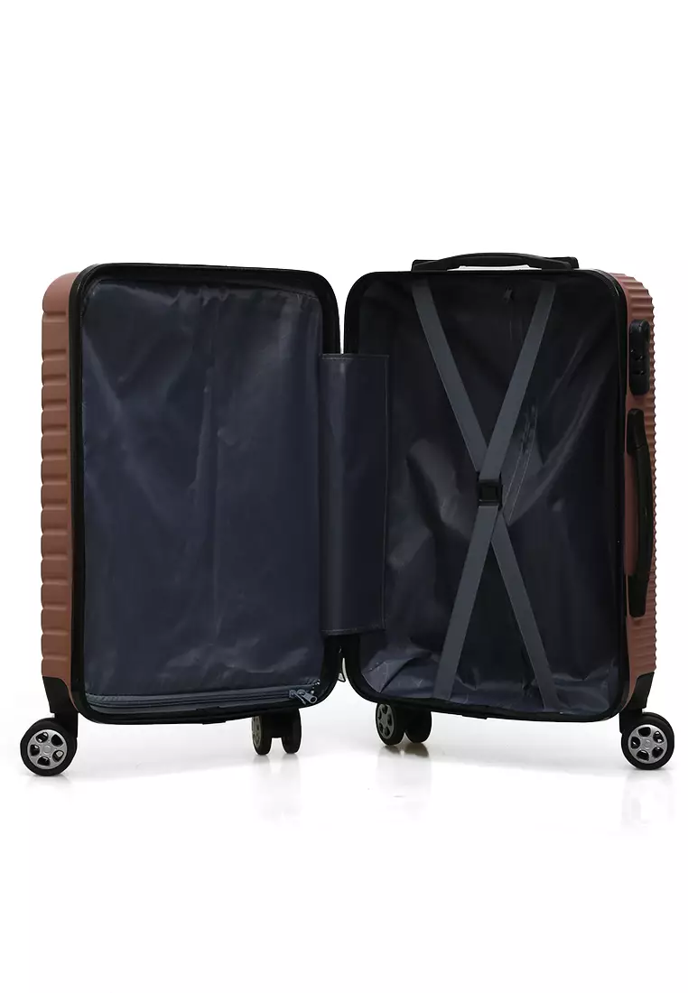 Carlton Koper Hardcase Unisex Size 20 Inch Uniqe Design Tas Travel Large Compartment Material ABS+PVC Coated ORIGINAL - Pink