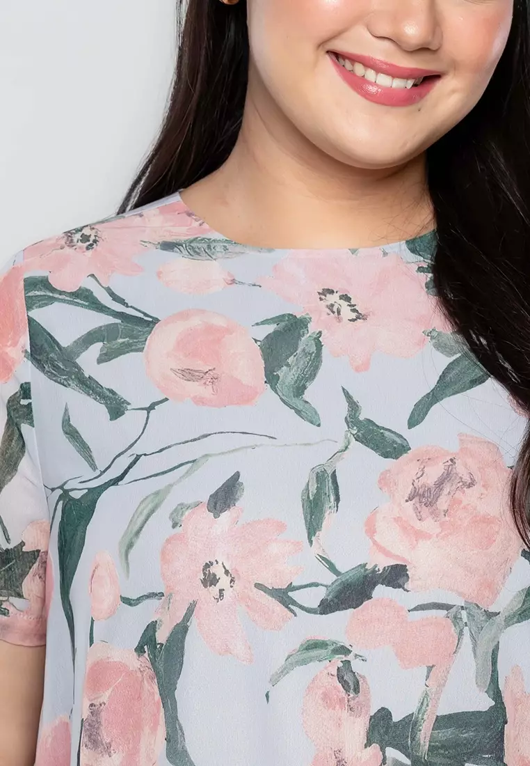 Milly Plus Size Laurence Blouse in Floral  Print