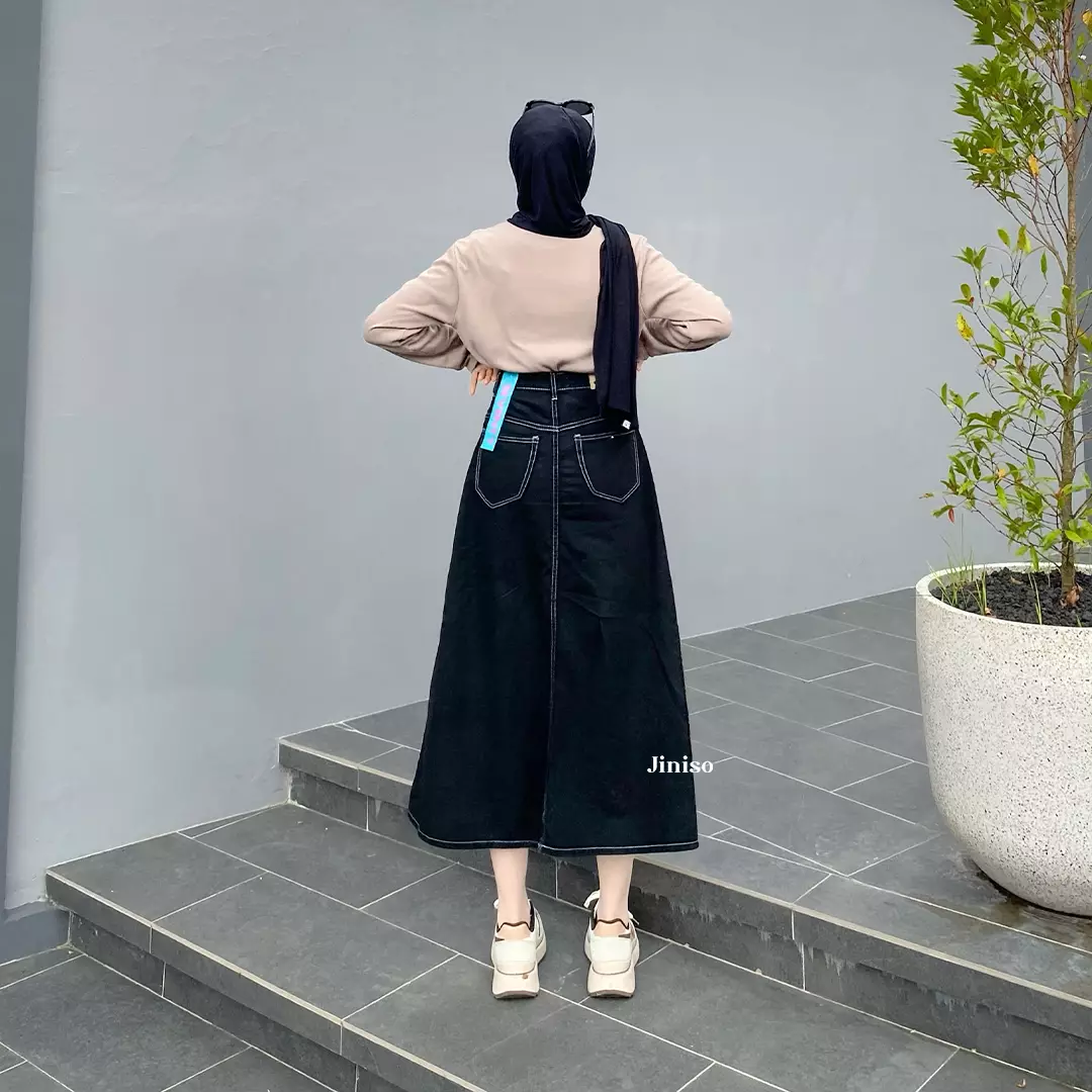 Highwaist Rok Basic Jeans Panjang 976 SEVENTY