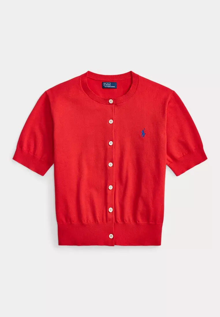 Cotton-Blend Short-Sleeve Cardigan