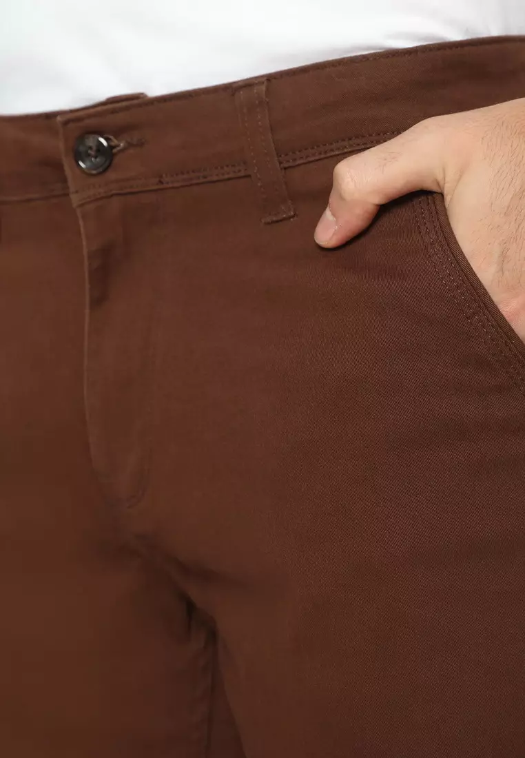 RBJ Celana Chino Pendek Coklat Cotton Premium Regular Fit Pria