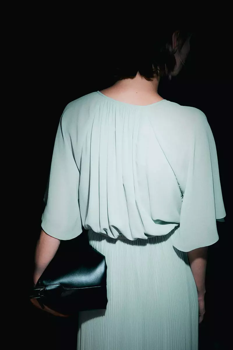 h&m pleated dress green Delphine Emerald Green Midi Slip Dress