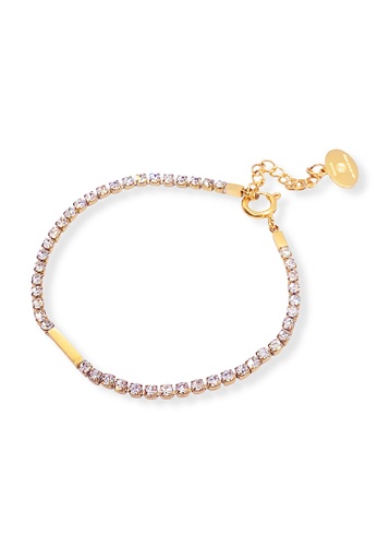 CELOVIS gold CELOVIS - Maison Sparkling Cubic Zirconia Tennis Bracelet with Engravable Pendant in Gold 6DE86AC59C5892GS_1