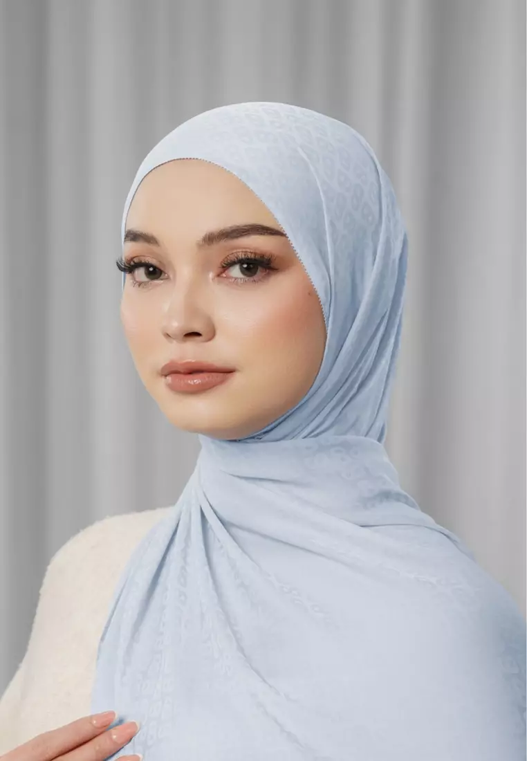 Tapis Satin Jacquard Shawl - Zen Blue