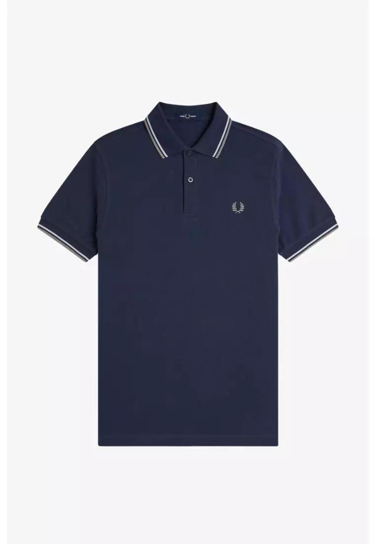 Fred Perry M3600 Twin Tipped Fred Perry Shirt (Dark Airforce / Light Ice / Bay Leaf)