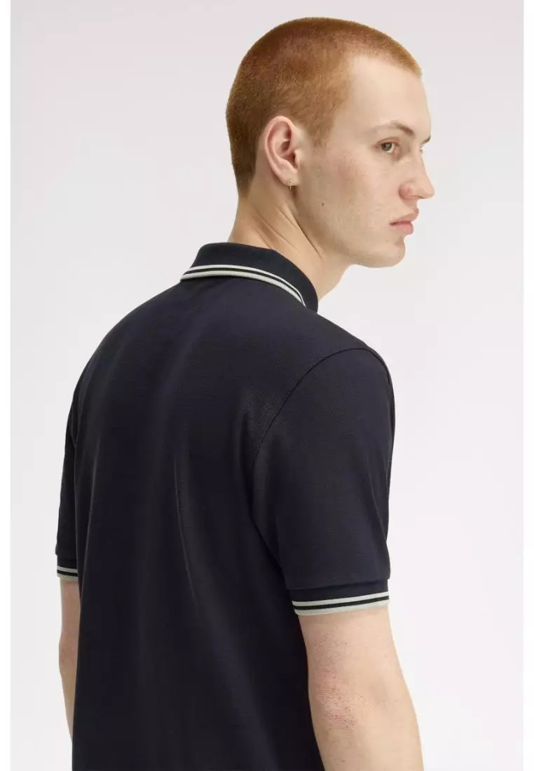 Fred Perry M3600 Twin Tipped Fred Perry Shirt (Navy / Seagrass / Seagrass)