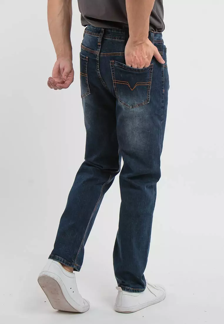 Forest Stretchable Straight Cut Jeans Men Denim Jeans Long Pants - Seluar Jeans Lelaki Straight Cut - 610195 - 30DkBlue