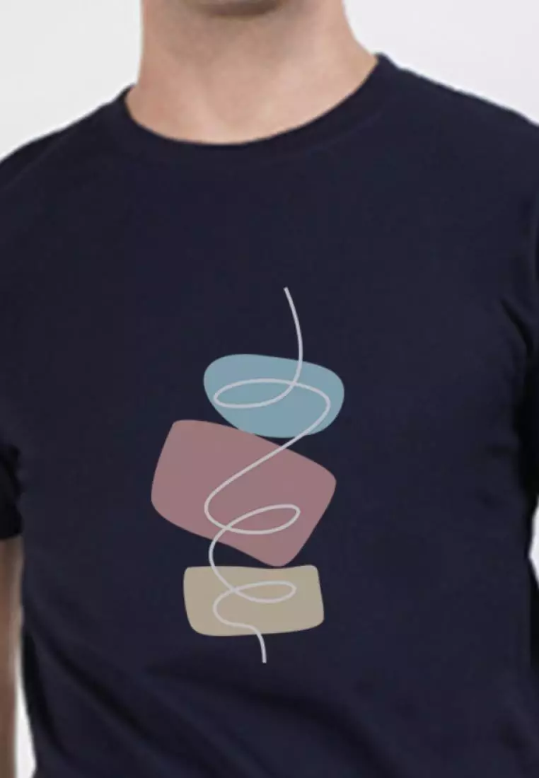 Splash Graphic Navy Blue Cotton Short Sleeve Essential T-Shirt