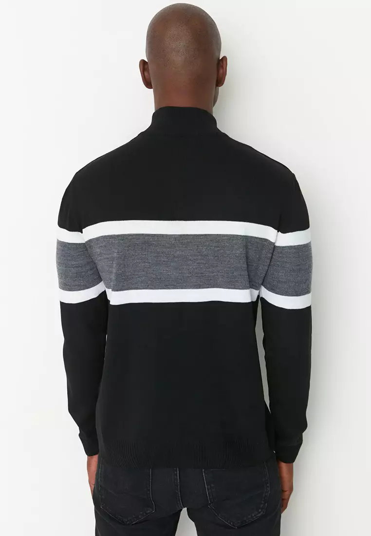 Slim Fit Half Turtleneck Zipper Sweater