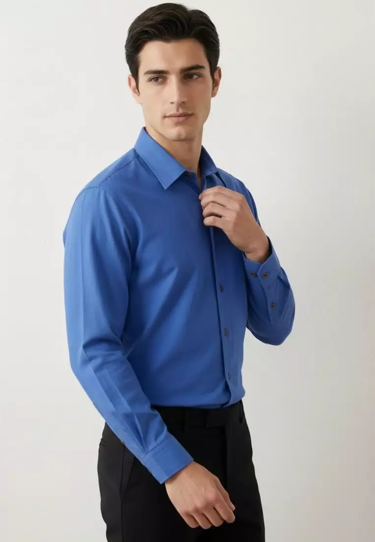 G2000 Wrinkle Free Cotton Oxford Relax Fit Long Sleeve Casual Shirt With Logo