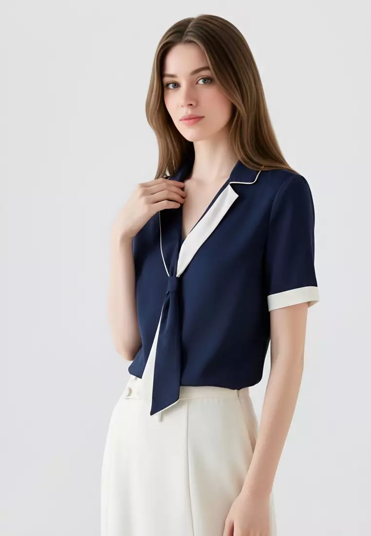 Colourblock Tied Blouses