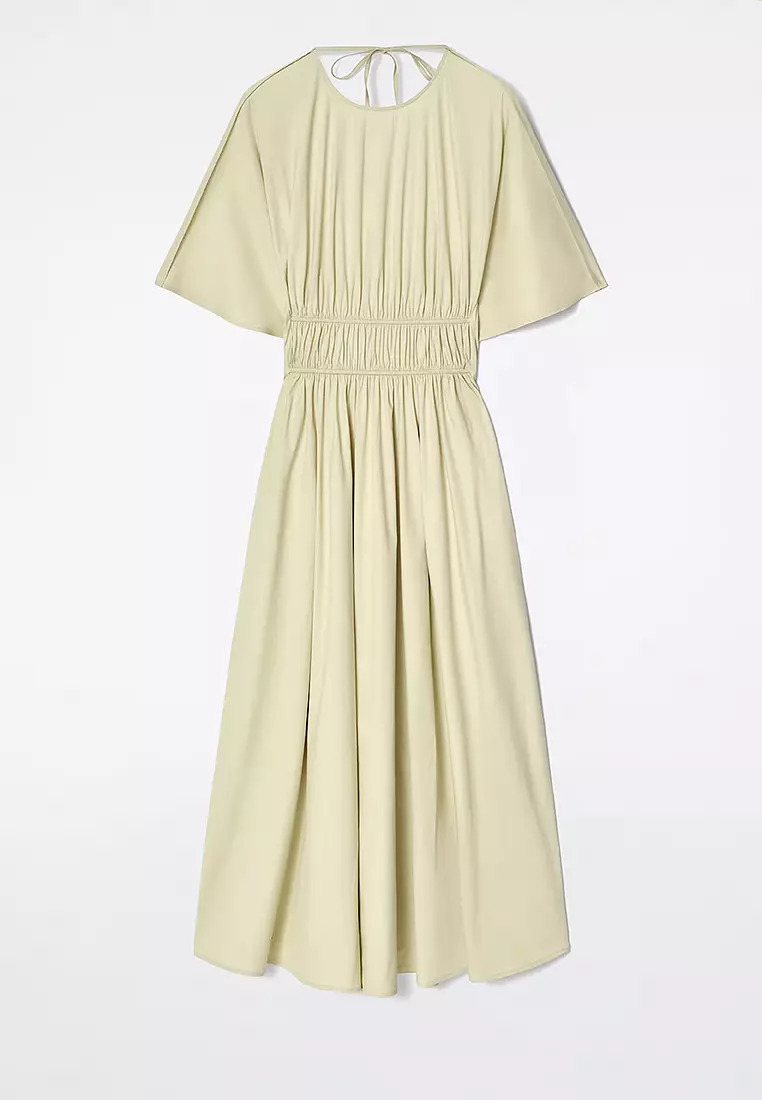 Gathered Open-Back Midi Dress