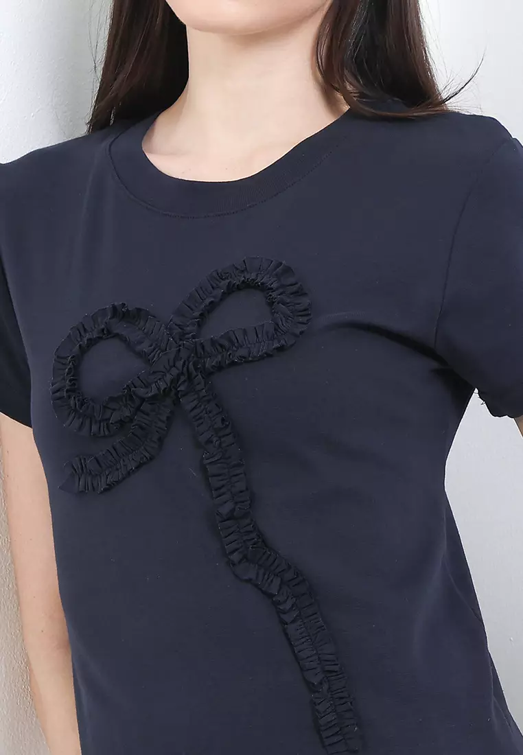 S/S T Shirt W/ Ruffled Bow Patch