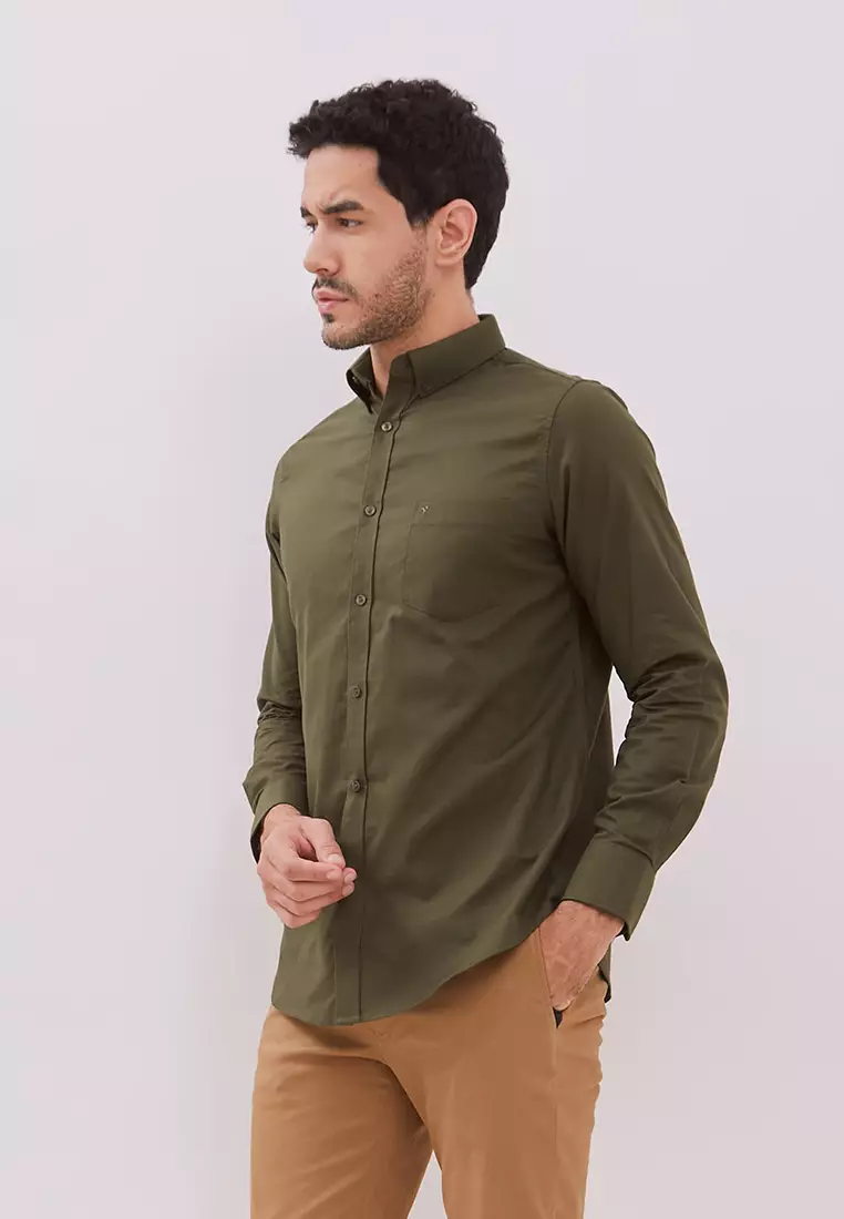 Jobb Bellagio Kemeja Pria Lengan Panjang Slim Fit Olive