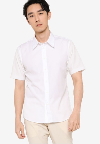 ck Calvin Klein white Refined Poplin / Rip Stop Combo SS Shirt 6B206AADE10615GS_1