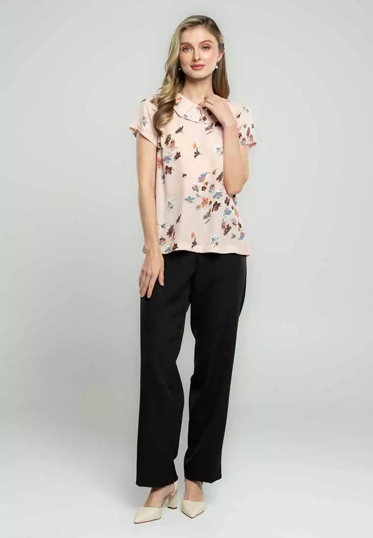 Blush Blossom Petal-Collar Blouse