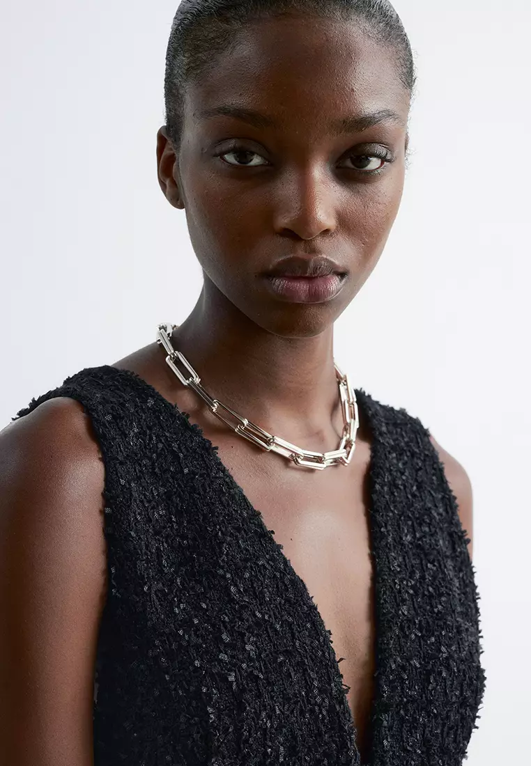 Textured V-Neck Mini Dress