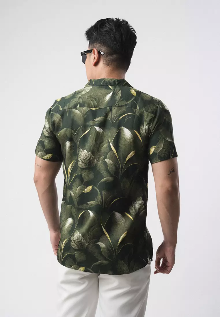 Green Magnolia Hawai Printing Shirt