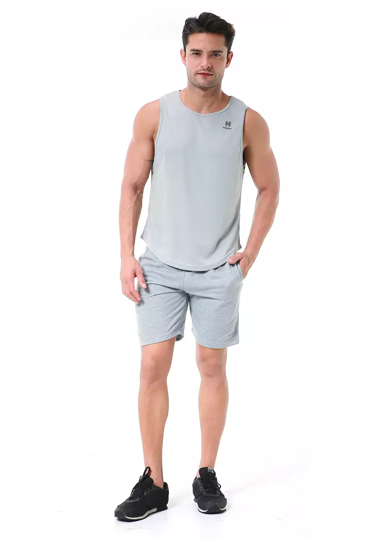 Bobby Atasan Kasual Pria Singlet Gym Motif Polos Sleeveless Sports Shirt Material Polyester Fiber ORIGINAL - Gray