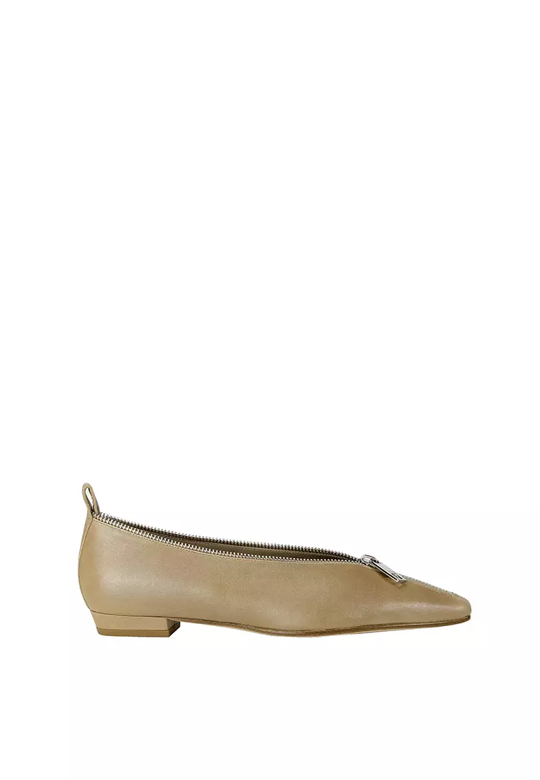 Discount on Beracamy  shoes - SKU: Beracamy Zip Slit Flat - Toffee