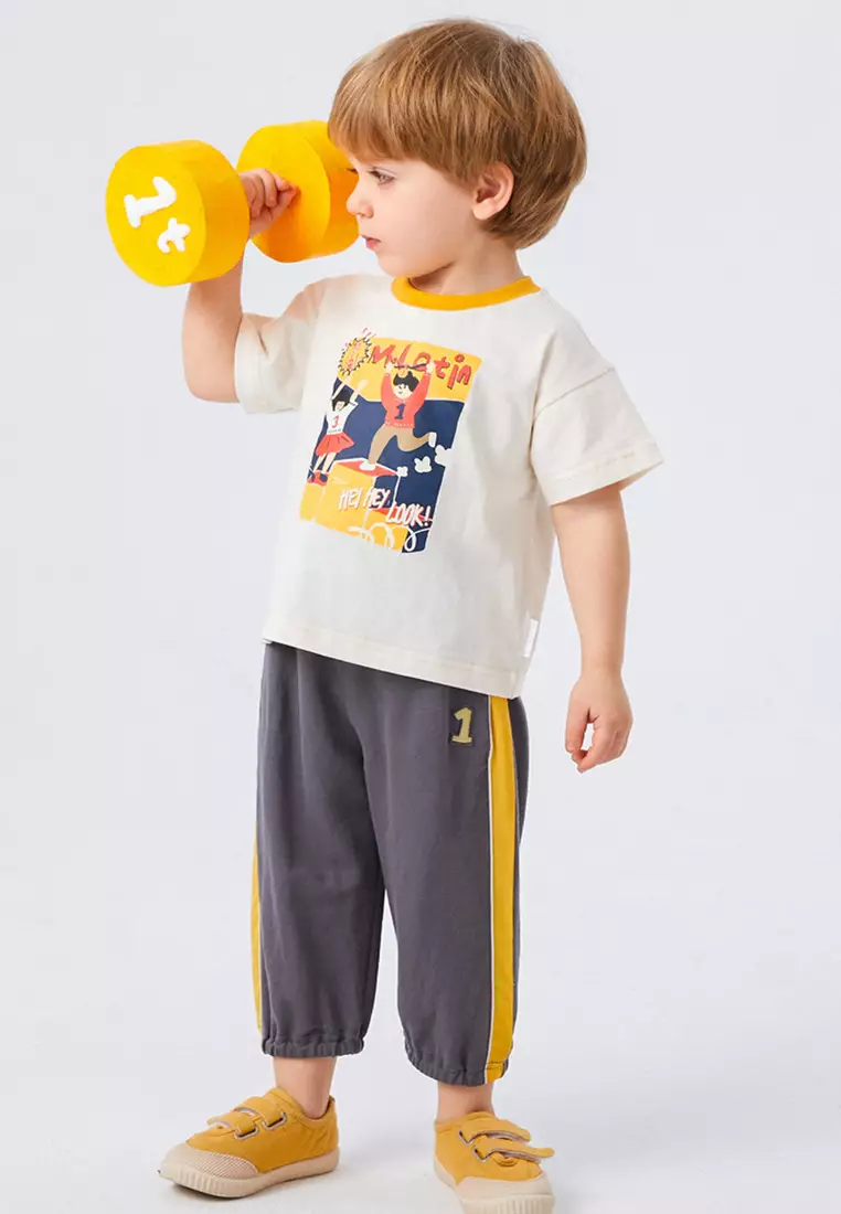 男小童针织长裤子复古运动透气防蚊裤