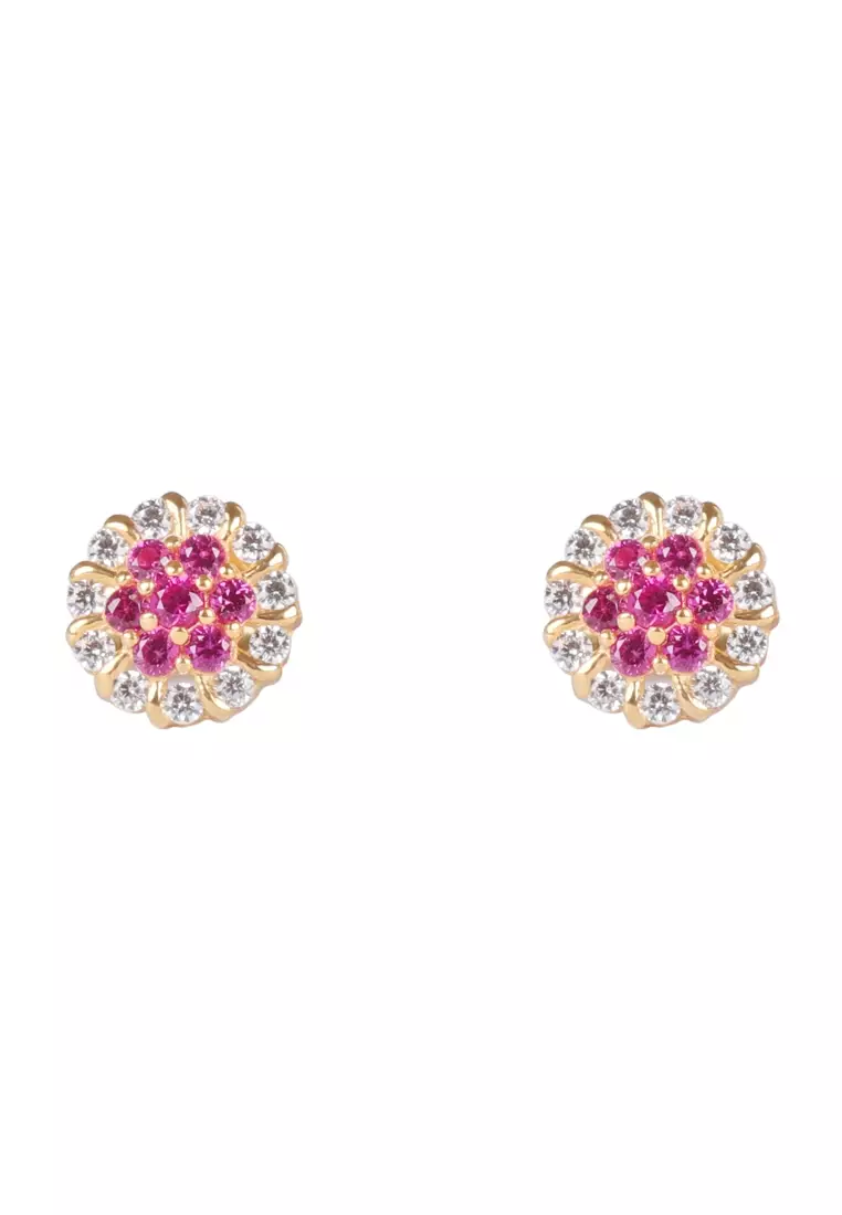 Rosa Flower Studs 14k Gold