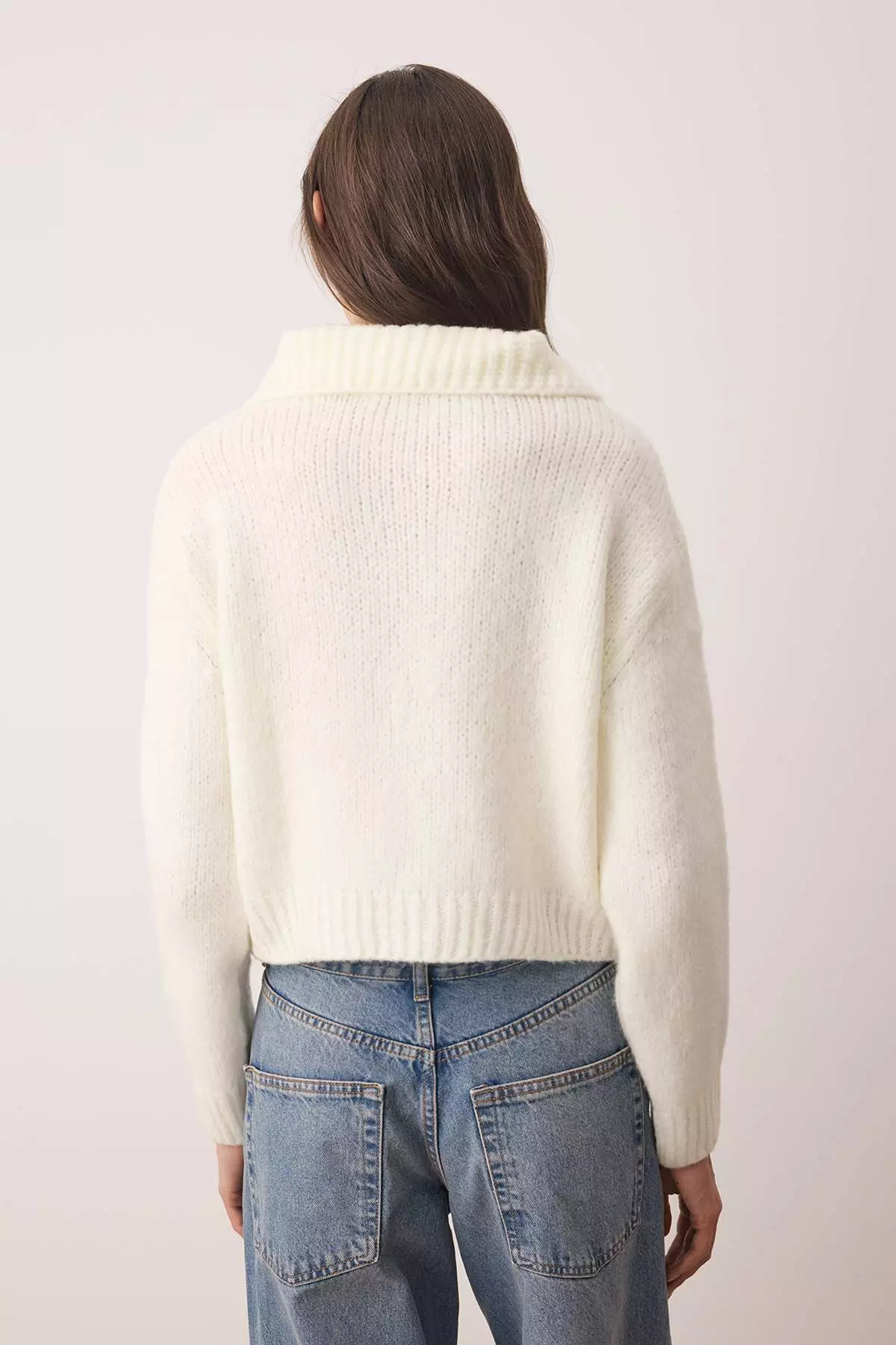 Ecru Oversize/Wide Pattern Crop Knitwear Cardigan Twoaw26Hi00179