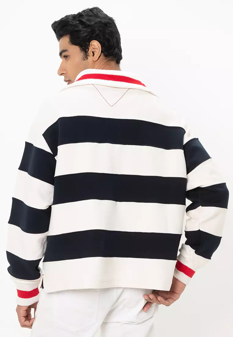Boxy Breton Stripe Half Zip Sweater - Tommy Mainline