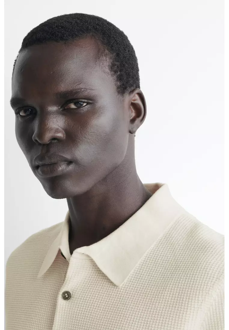 WAFFLE-KNIT COTTON POLO SHIRT