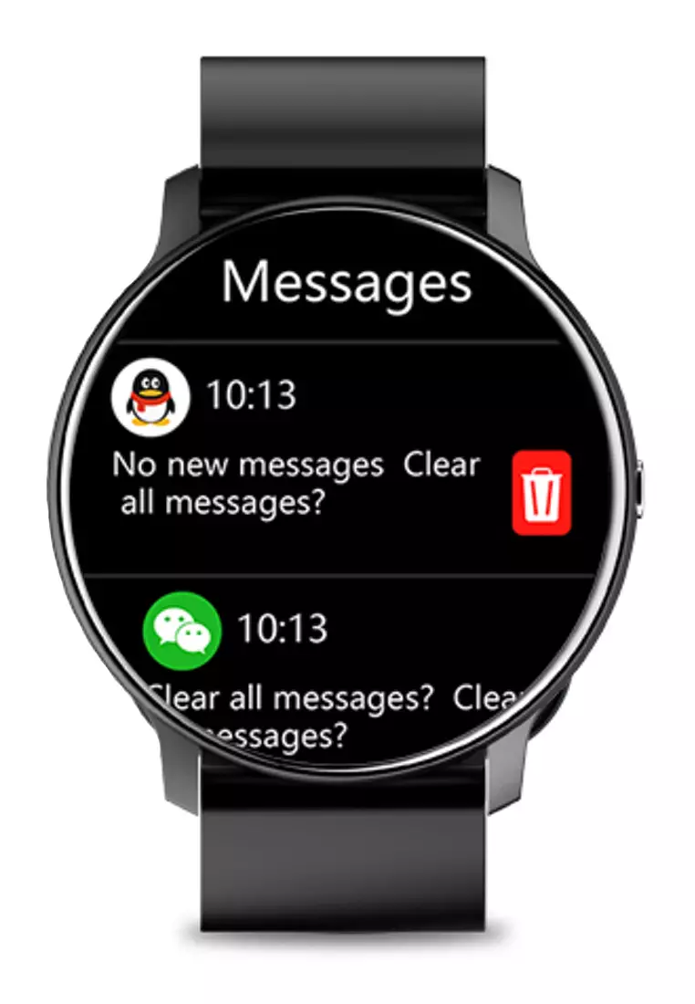 Unisex IOS/Android Black SmartWatch with Stainless Steel Bracelet + 1 Free Black Rubber Strap