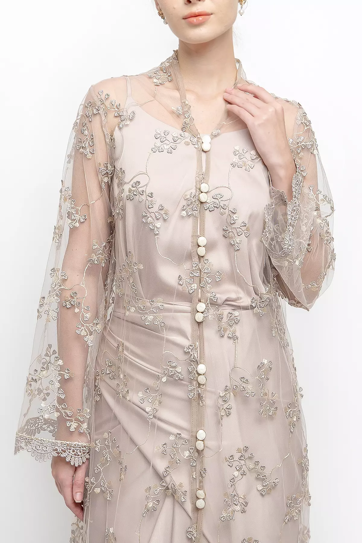 Raina Kebaya Top in Nude Pink