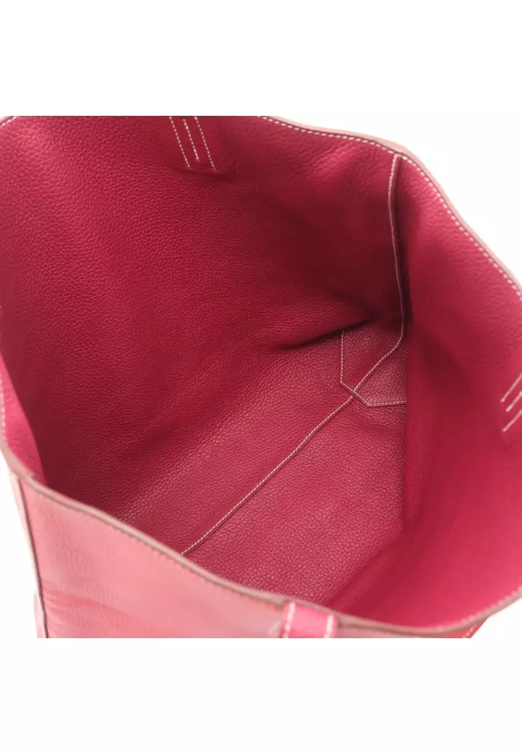 Pre-Loved Hermès double sense 45 bougainvillea Ruby Handbag tote bag Clemence leather pink Bordeaux reversible □JO刻印