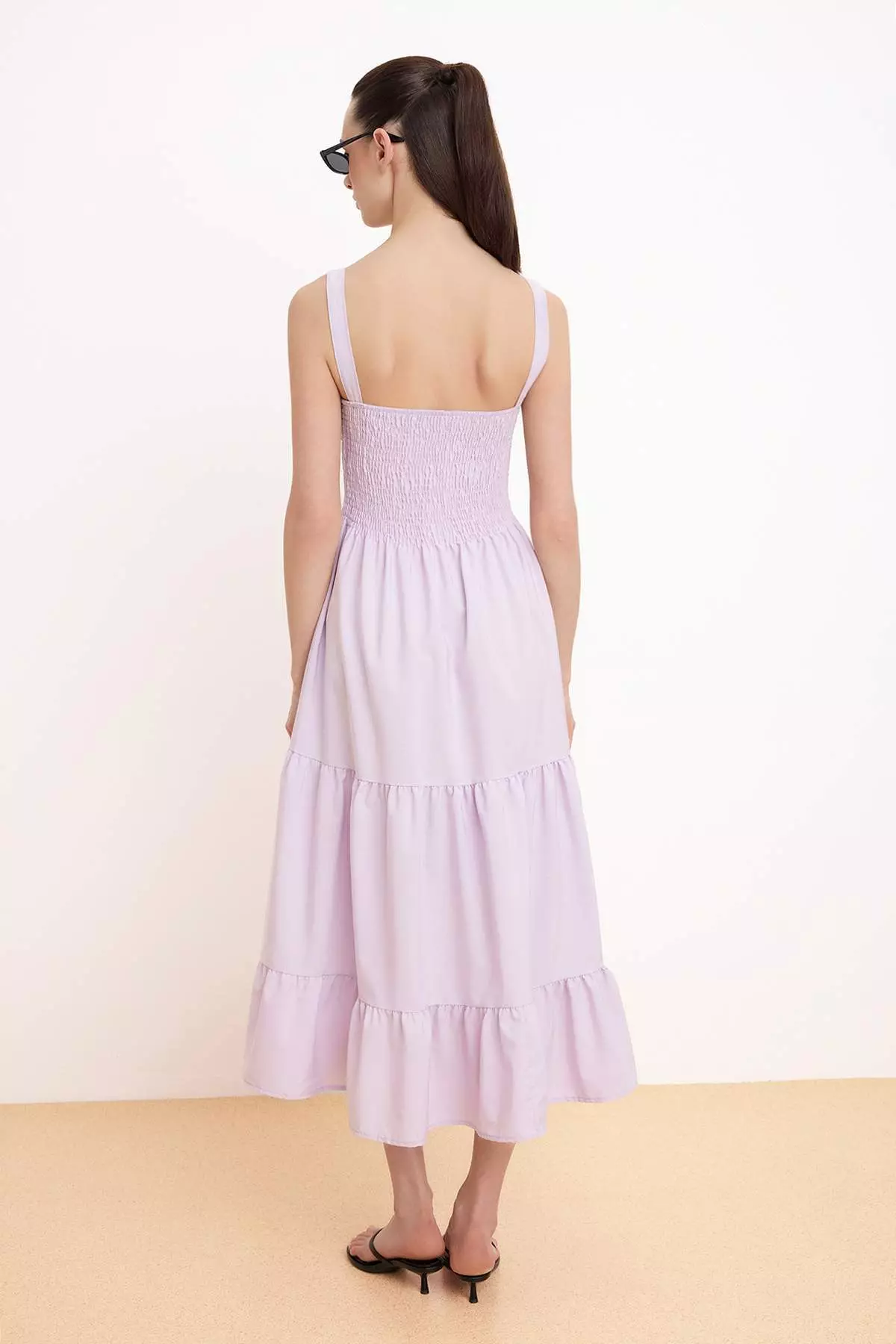 Lilac Straight Skirt With Open Waist Gipeli Maxi Woven Dress Twoss24El152