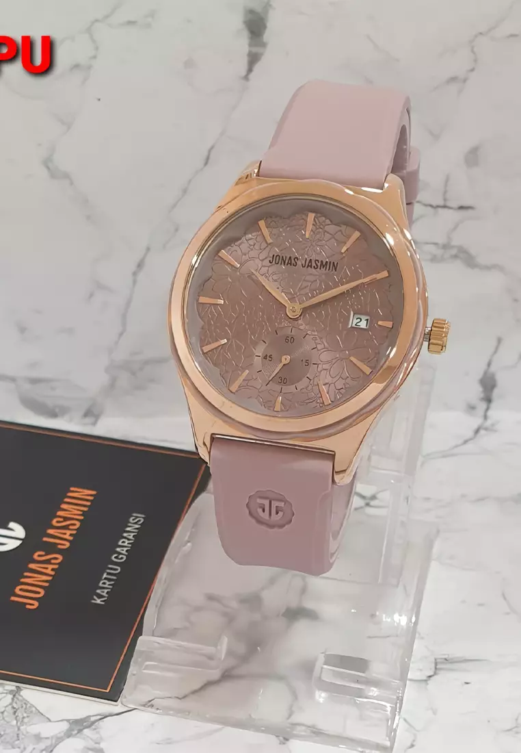Jonas Jasmin - Jam Tangan Analog Wanita - Rosegold - Purple Rubber Strap - JJ-2235L-F