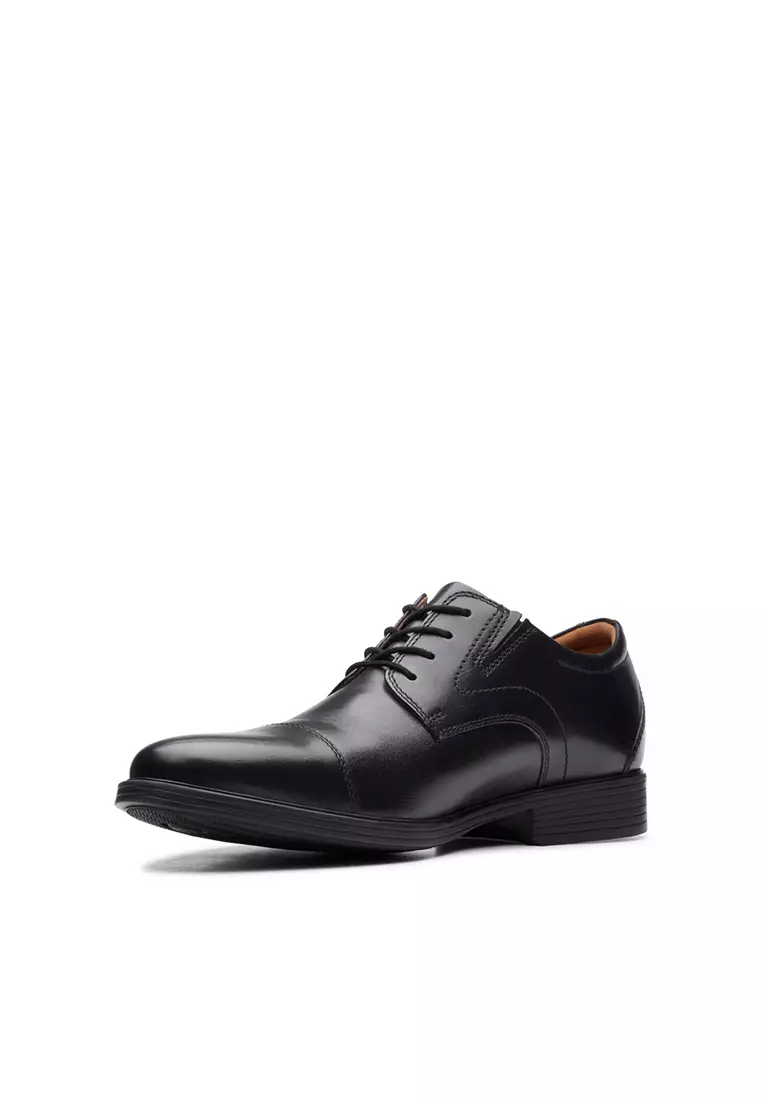 Mens Whiddon Cap Formal Shoes Black Leather - Wide Fit