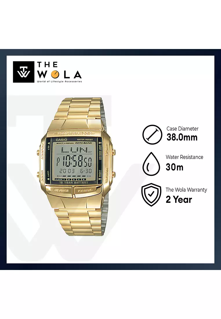 Men's Data bank DB-360G-9A Gold tone Digital Watch
