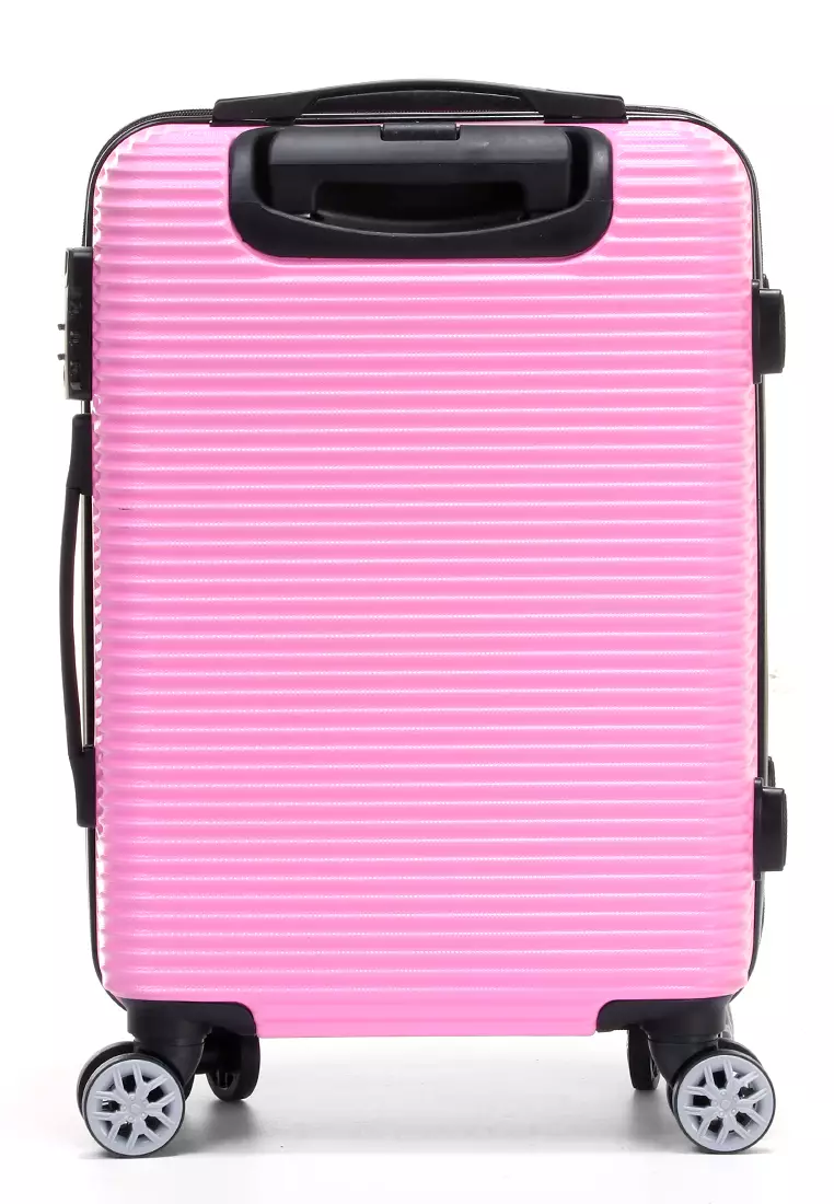 Lemno Koper Suitcase Full Line Motive Size 24 Inch Tas Travel Wheel Luggage Bag Material Fiber 803 ORIGINAL - Pink