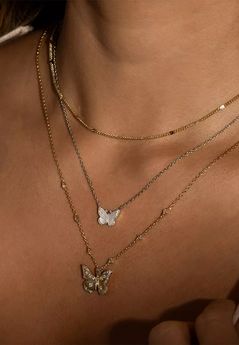 Butterfly Rainbow & Gold Necklace