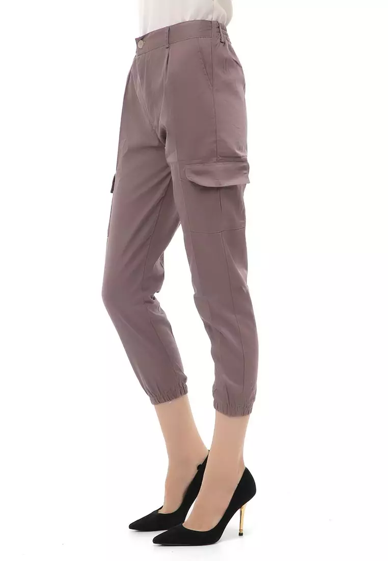 Jourel Jogger Pants Kasual Wanita Material Cotton ORIGINAL - Latte