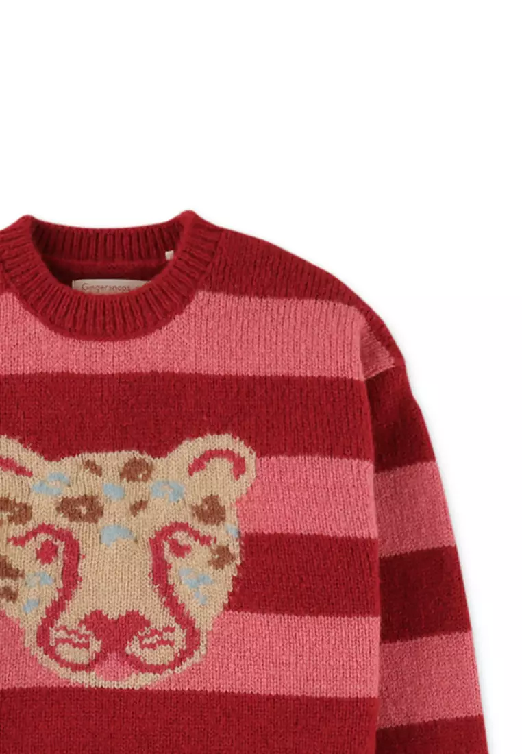 Girls Intarsia Leopard Pullover