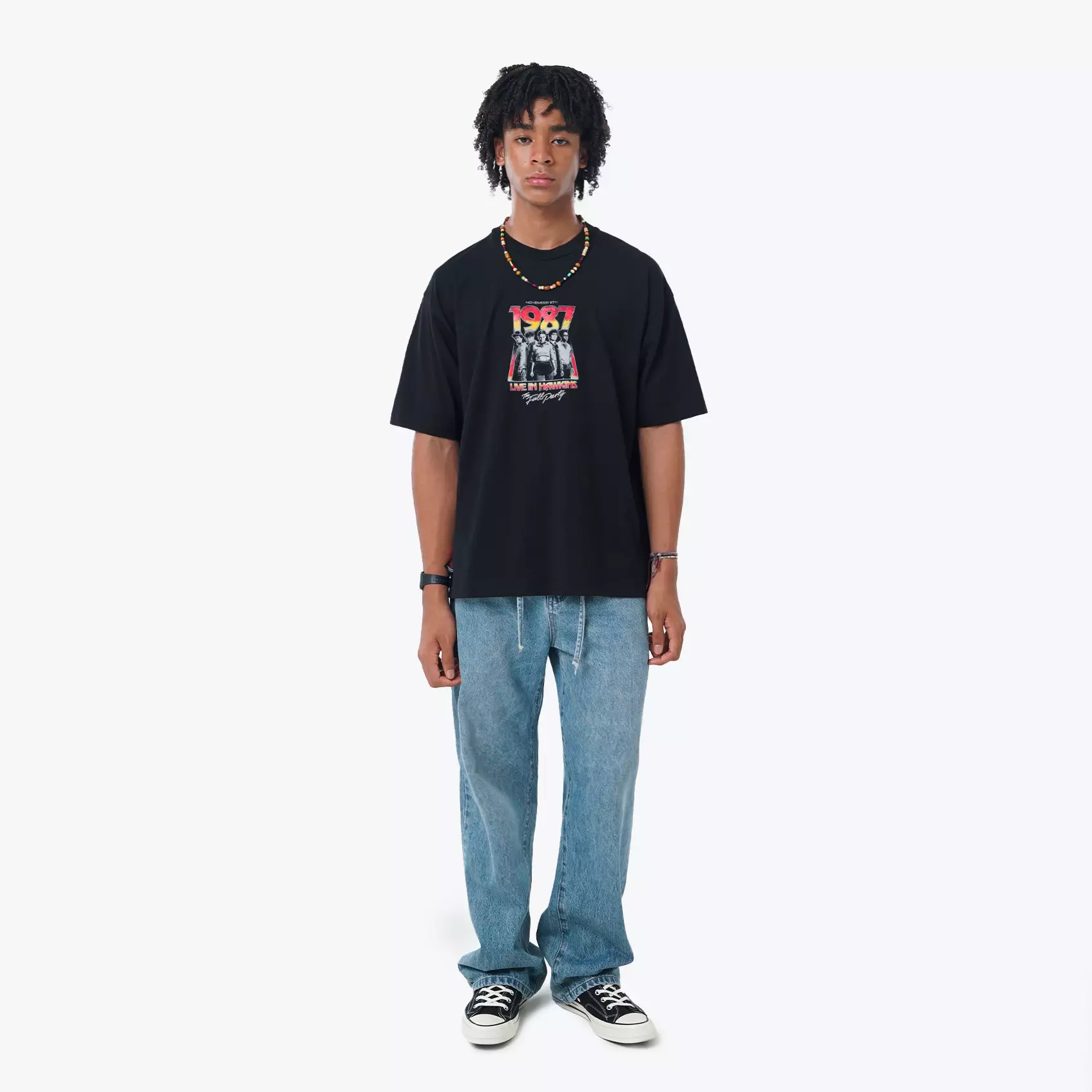 CELCIUS Stranger Things All Star Kaos Lengan Pendek Oversize LIN001715C Hitam