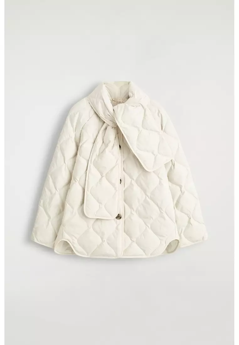 SCARF DETAIL QUILTED LINER JACKET