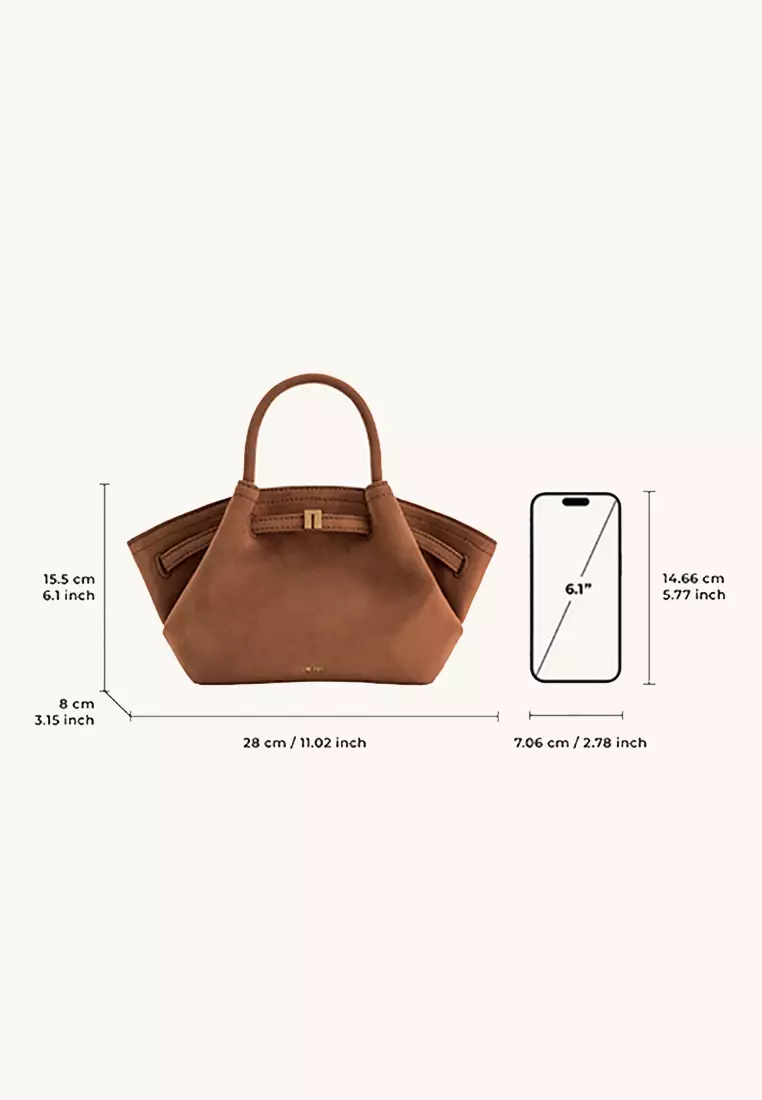 Hana Mini Faux Suede Tote Bag - Brown