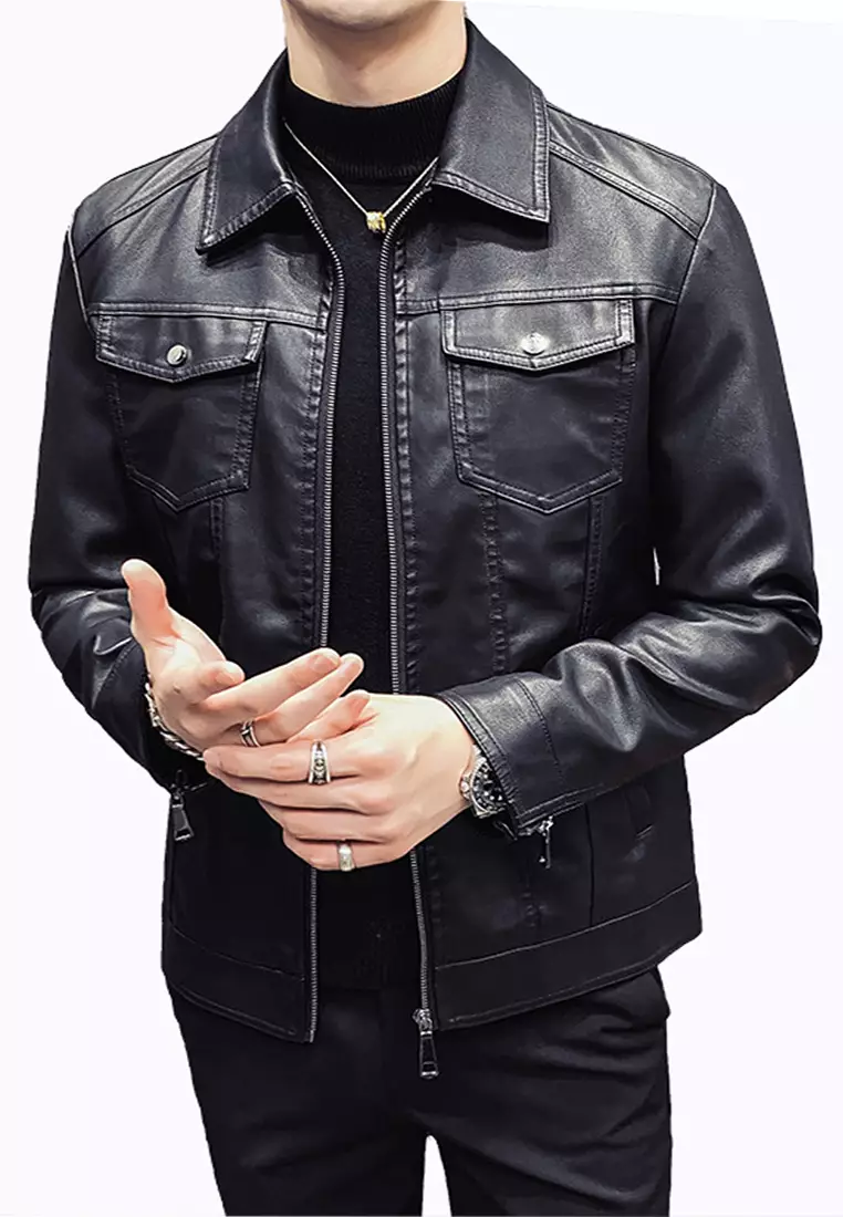 Vintage faux leather jacket top