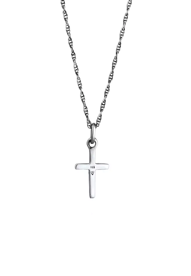 EXCLUSIVE Kalung Perhiasan Perak 925 Pria Cross Twisted Link Chain