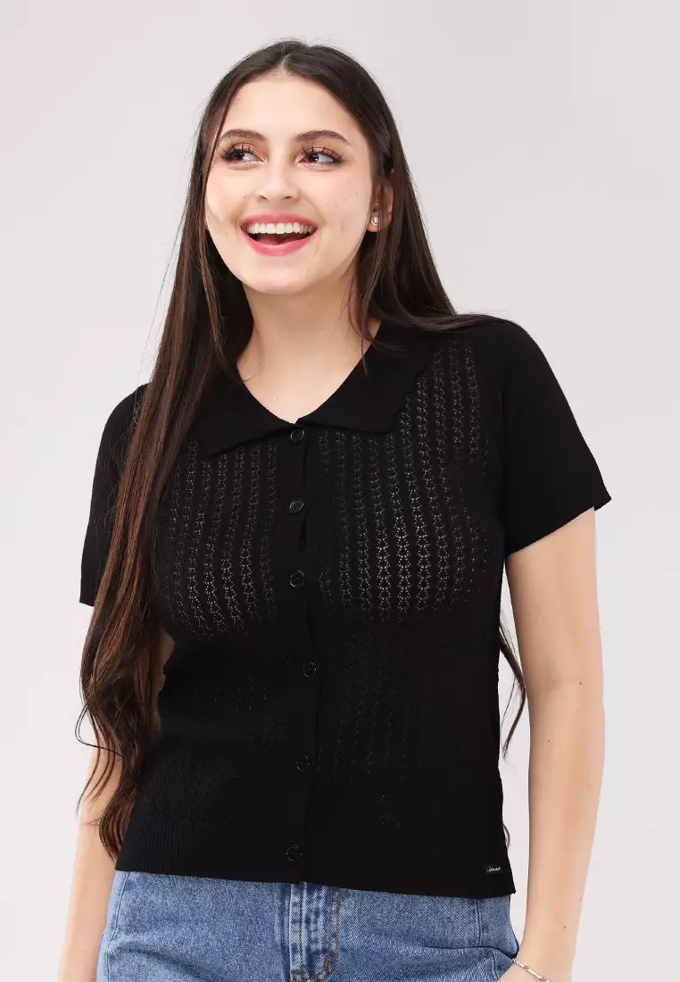 Knitted Short Sleeves Blouse