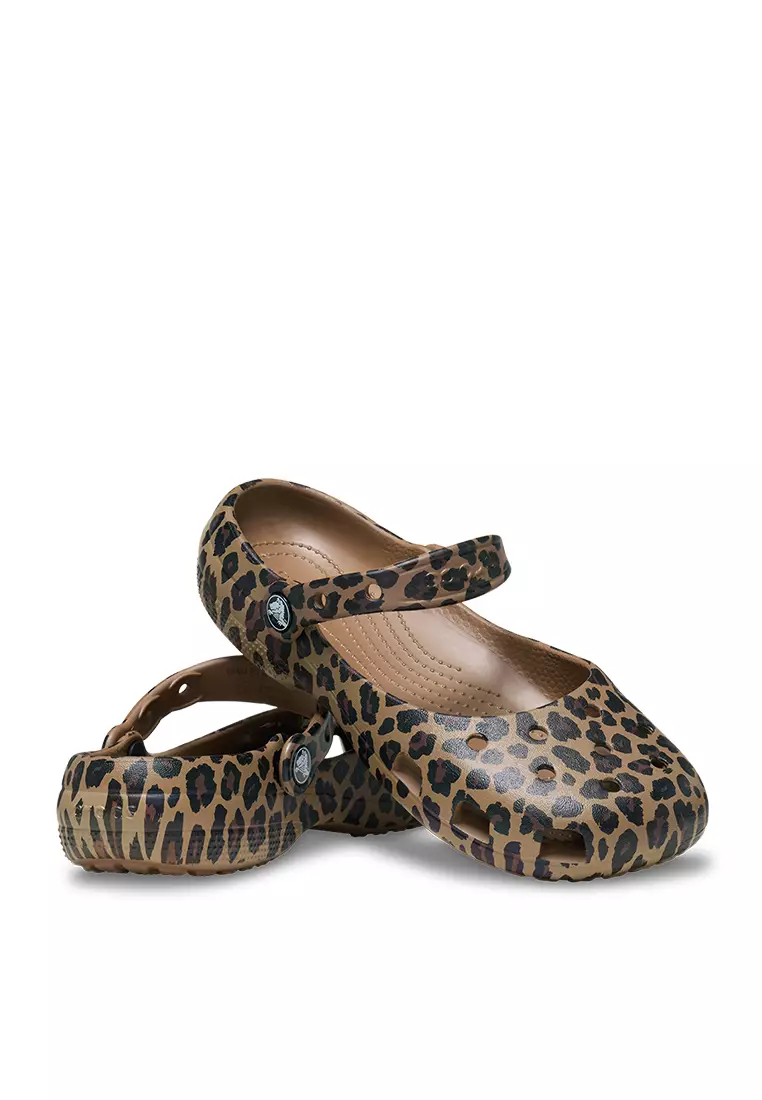 [Get 1 Size Down] Crocs Women Classic Animal Ballet - Sepia/Leopard